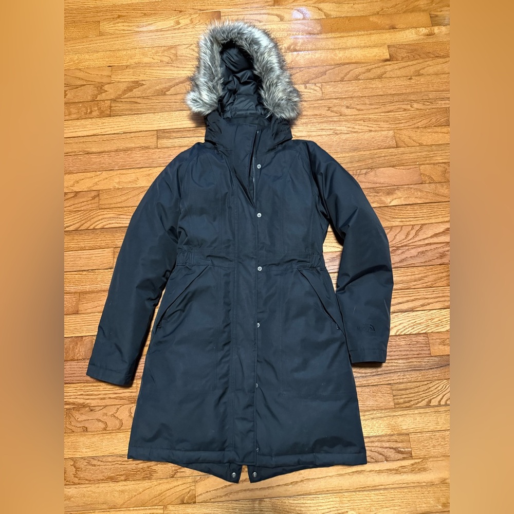 Women's Black North Face Arctic Parka with Faux Fur Hood